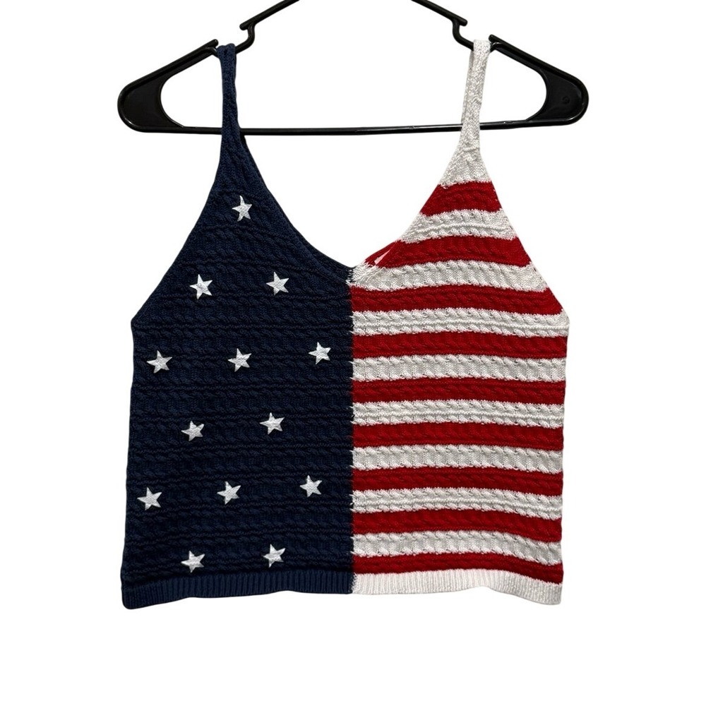 Moon & Madison American Flag Knit Tank Top XL